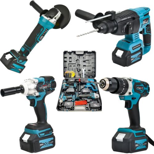 BoshPlus EEA090 Akülü Ultra 4lü Set Makina 58vf 5ah 125mm Avuç Taşlama, Sds Plus Kırıcı Delici Hilti, Somun Sıkma Sökme, Vidalama Matkap